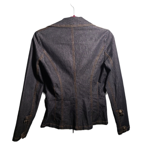 Vintage Bisou Bisou Michele Bohbot Dark Denim Zip Up Jean Jacket Sz 6 - Picture 2 of 7